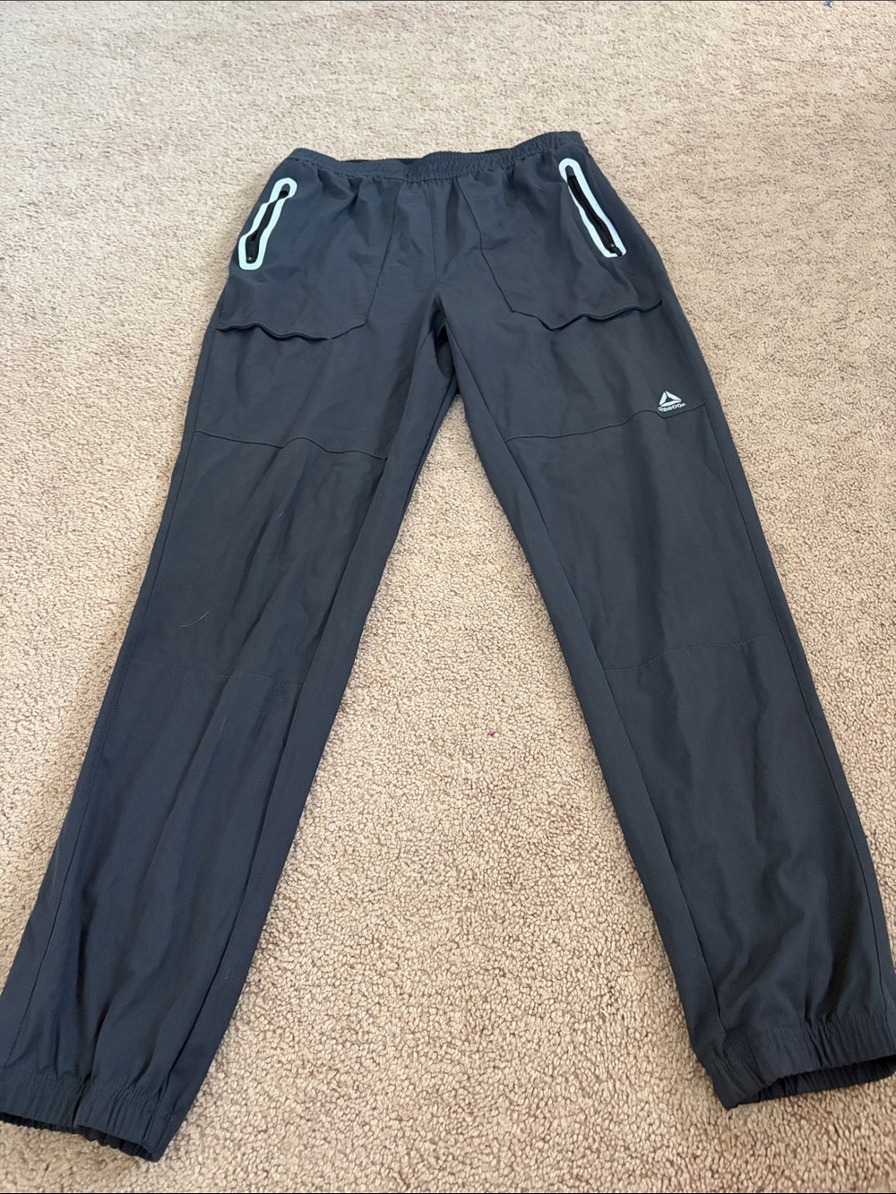 Reebok Black Kids Jogger Sweatpants with Light Blue Trim